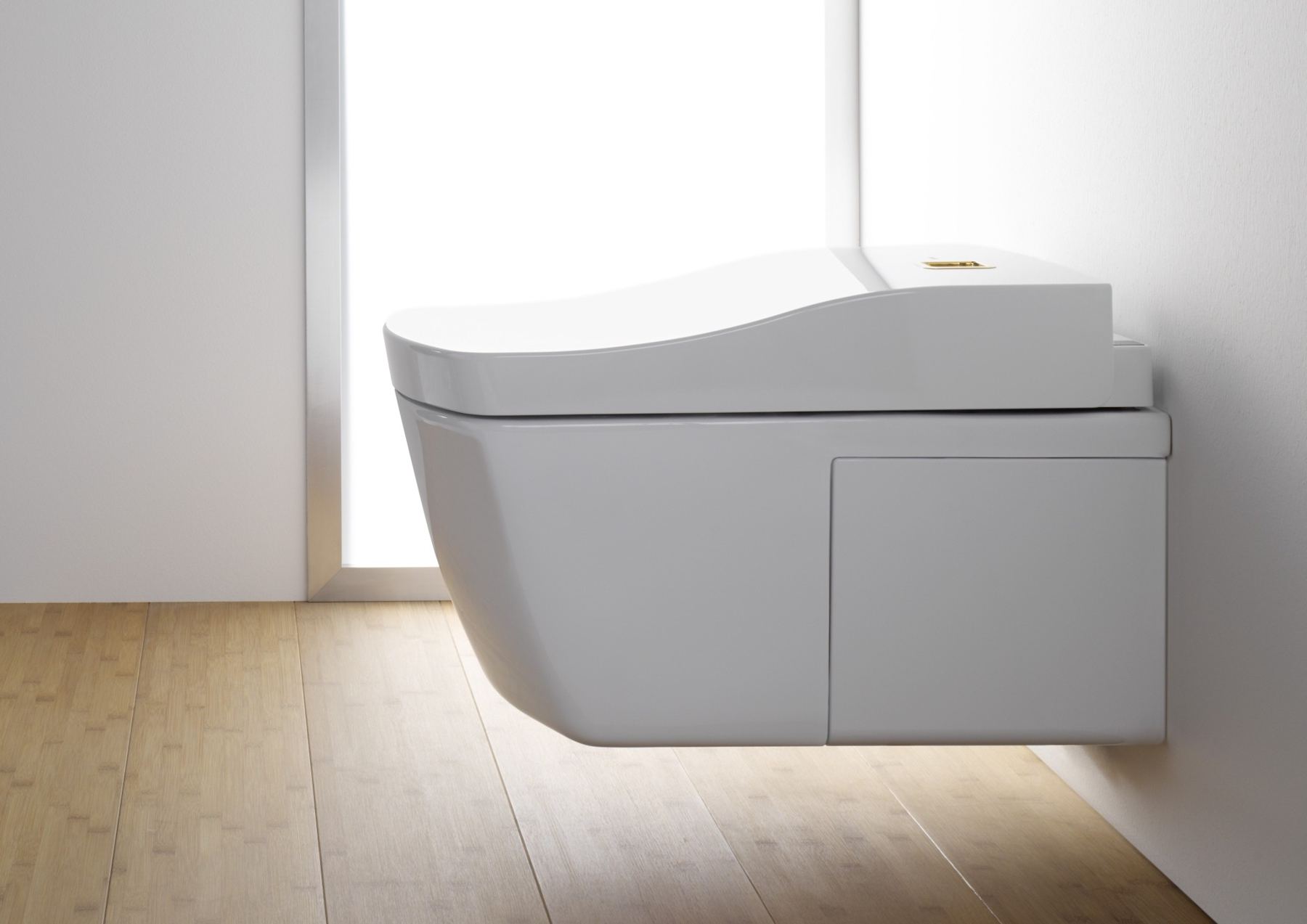 Integrated TOTO toilet in a bright room